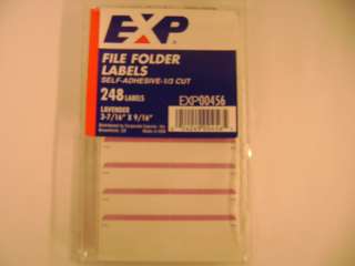 EXP File Folder Labels EXP00456 NEW 1/3 Cut PURPLE  