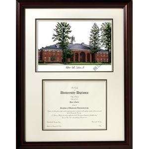 Troy State University Graduate Framed Lithograph w/ Diploma Opening 