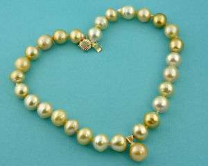 Golden South Sea Pearl Necklace 17 14K Gold Clasp  