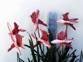 Cardinal Bird Garden Yard Stake Flower Arrangements 6pc  