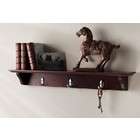 Lewis Hyman Wall Mounted Corner Shelf with Hooks in Walnut Finish