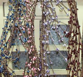 PRIMITIVE WISPY PIP BERRY GARLANDS, ASSORTED COLORS, APPROXIMATELY 5 