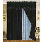 Grand Bedding Luxurious Black Velvet Curtain Set w/ Valance/Sheer 