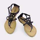 Blancho Bedding Black Cutout Flats Sandals Womens Shoes US06