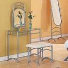 Coaster 3 pc streamlined glossy silver finish bedroom vanity set