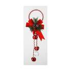   Cane Red and White Metal Jingle Bell Pine Sprig Christmas Door Hanger