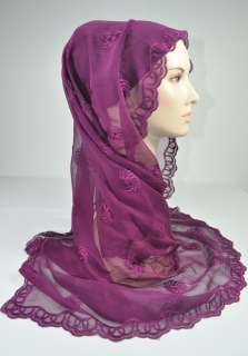 New Lace Border Sq Silk Scarf Shawl Hijab Grape Purple  