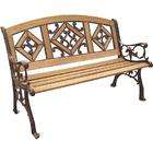DC America SL5790CO BR Florence Wood Inlay Park Bench   Cast Iron 