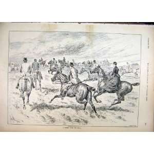   1892 Horses Scurry Hills Hunting Gallop Country Scene