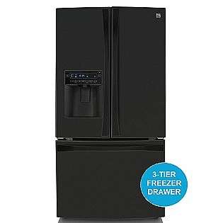   cu. ft. French Door Bottom Freezer Refrigerator Black  Kenmore Elite