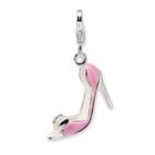   Sterling Silver Pink Enameled Bow top High Heel w/Lobster Clasp Charm