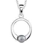   Bridal/Prom Jewelry Circle Pendant Necklace with Faux Gray Pearl