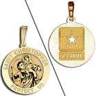 PicturesOnGold Saint Christopher Doubledside Army Medal, Sterling 