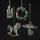 KSA Pack of 12 Holly Design Angel, Candle, Wreath & Horse Glass 