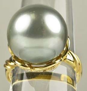 Rare High End 18k Gold 15mm Huge Tahitian Pearl Ring  