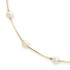 JewelryWeb Gold plated White Glass Pearl Necklace   18 Inch