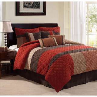 MICROSUEDE MOROCCAN SPICE 8 P KING PATCH COMFORTER SET  