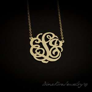   Jewelry Silver 925 Monogram Initial Name Necklace 1.25 Gift  