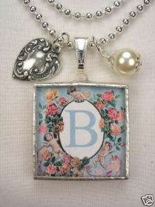 MONOGRAM INITIAL LETTER ~ B ~ HEART CHARM NECKLACE  
