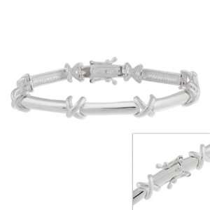  Sterling Silver X & bar link Bracelet: Jewelry