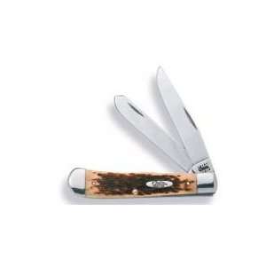  Trapper Knife   Tru Sharp Blades (Handle Amber Bone w 