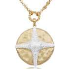   18k Gold Over Sterling Silver and Diamond Accent Cross Circle Necklace