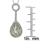   White Gold 3.16cttw Square Green Amethyst and Diamond Pendant Necklace