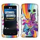 For LG LN510 Rumor Touch Sprint Rainbow Flower Butterfly 2D Texture 
