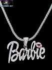 Nicki Minaj 3 BARBIE Iced Out Necklace Silver/Clear Pink Lips