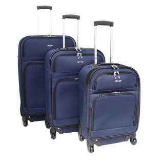   Piece Expandable Upright Spinner Luggage Set   Navy Blue  