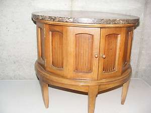   Solid Marble Top Made in Yugoslavia & Wood End Side Table NICE  