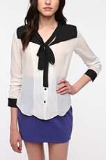 Pins and Needles Colorblock Tie Front Blouse