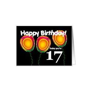  17 Birthday with Multi Colored Balloons Card: Toys & Games