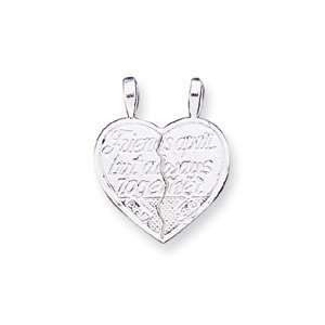   Sterling Silver Best Friend 2 piece break apart Heart Charm Jewelry