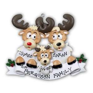   Personalized Ornaments Reindeer Family with 3 Names 