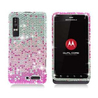   DIAMOND Pink Waterfall BLING Jewel Case for Motorola DROID III 3 XT862