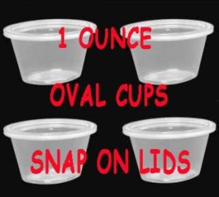 50   1 OZ OVAL PLASTIC CUPS/SNAP LIDS/CONTAINER *NEW*  