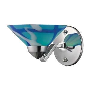  1 LIGHT SCONCE IN POLISHED CHROME AND CARRIBEAN GLASS W:7 