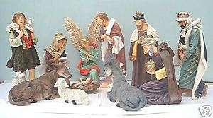 Resin Nativity Set 11 pc 24 inches hand painted Holy  