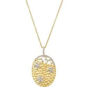 14K YELLOW GOLD OVER STERLING CUBIC ZIRCONIA 16.00 INCH OVAL NECKLACE 