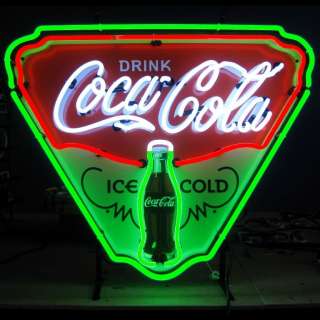 Ice Cold Coca Cola Shield neon sign on metal grid Coke Soda licensed 