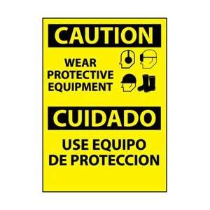 ESC653AB   Caution, Wear Protective Equipment Bilingual, Graphic, 14 