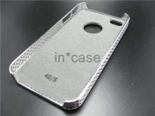 LUXURY iPhone 4,4S BLING CRYSTAL Hard Chrome Silver Case Cover PURPLE 