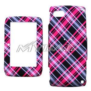  Plaid Cross Hot Pink Phone Protector Cover for SHARP 