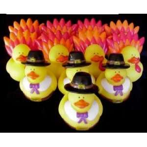   : One Dozen (12) Thanksgiving Rubber Duck Party Favors: Toys & Games