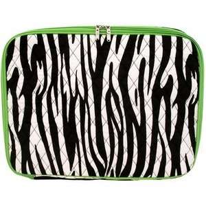 Zebra Laptop Sleeve Quilted Black White Lime Trim 11 X 15 