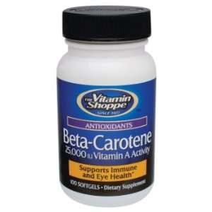 Vitamin Shoppe   Beta Carotene 25,000 Iu Vitamin A Activity, 25000 IU 