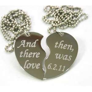  Text Only Special Words Split Heart Dogtag Necklace W 
