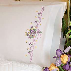 Dimensions Embroidery Kit   Violets Nosegay Pillowcases  