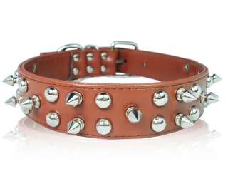 Spiked Studded Leather Dog Collar spikes M L XL  